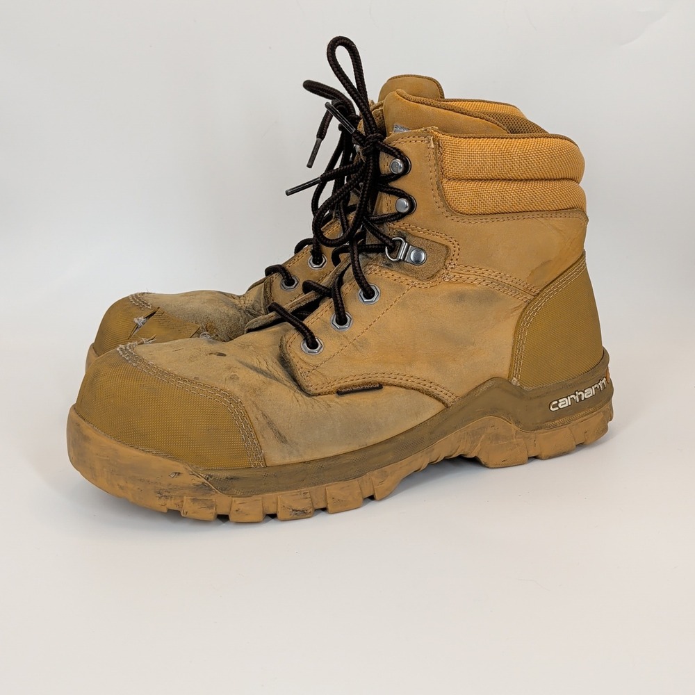 Carhartt Waterproof Steel Toe Work Boots Mens Size 10.5 Tan CMF6356 EH